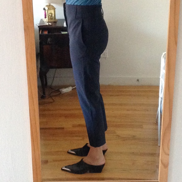 Zara High Waist Pants Trousers Work Slate S 2 4 - Picture 4 of 4